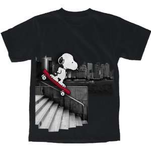 Hybrid Peanuts Snoopy Skate Pup Black Youth Tee  Sports 