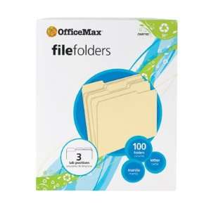   File Folders, 2/5 Cut Far Right, Letter, 100/Box