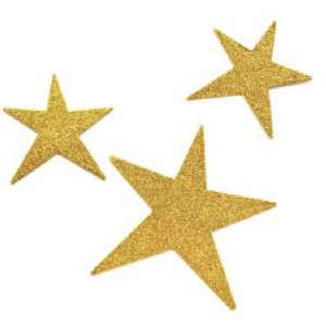  Gold Glittered Star Magnet Set