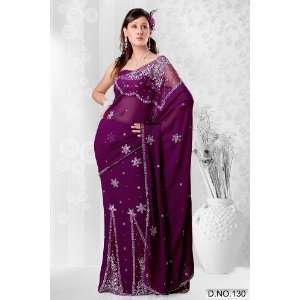 Designer Hand embroidered Georgette Saree with Ready Pleats   Sequence 