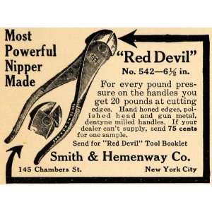 1915 Ad Smith Hemenway Red Devil Nipper Clipper Tool   Original Print 