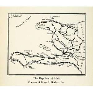  1943 Print Haiti Port au Prince Caribbean Map Street Road 