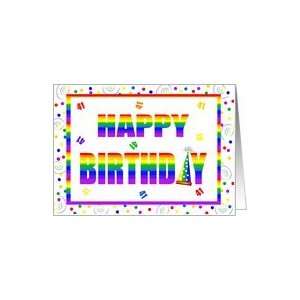  41 Year Old Happy Birthday Rainbow With Hat & Confetti 