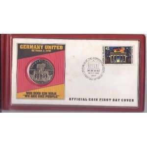   1990 Germany United Official Coin and First Day Cover 