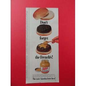 Frenchs mustard,1966 Print Ad. (hamburger.) orinigal magazine Print 