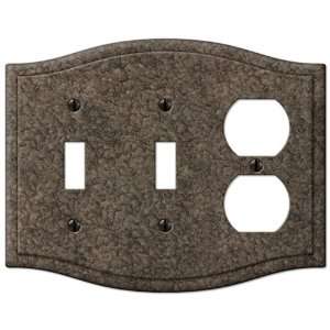  Camelot Pewter Steel   2 Toggle/1 Duplex Outlet Wallplate 