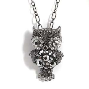  Marvelous Bling Owl Charm and Chain Set Brooch Pin on Back 