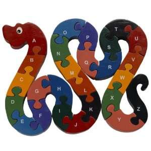   Wooden Alphabet Animal Themed Teaching Puzzle   Snake Toys & Games