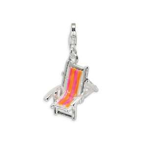 Amore LaVita(tm) Sterling Silver Enamel Beach Chair w/Lobster Clasp 