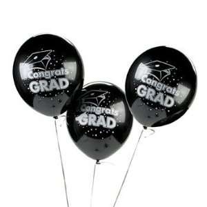  12 Black Graduation Balloons Toys & Games