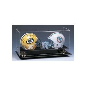  Double Mini Football Helmet Display Case with Gold Risers 
