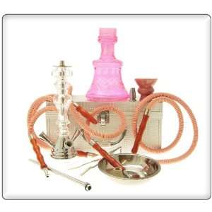  19 2 Hose Pink Clear Crystal Maju Hookah with case 