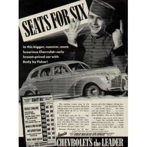  Seats For Six  1941 Chevrolet Ad, A2498 
