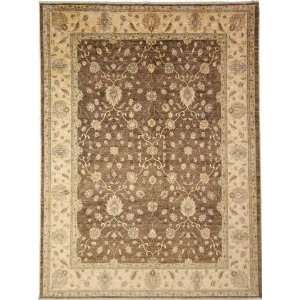  89 x 119 Brown Hand Knotted Wool Ziegler Rug Furniture 