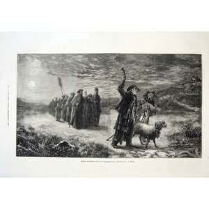  French Shepherds Off To Midnight Mass 1870 Christmas