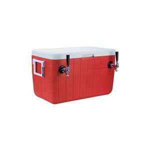  48 Quart 2 Faucet Red Jockey Box Coil Cooler Sports 