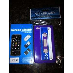 Purple/Blue Silicone Cassette Tape Case / Skin / Cover & LCD Screen 