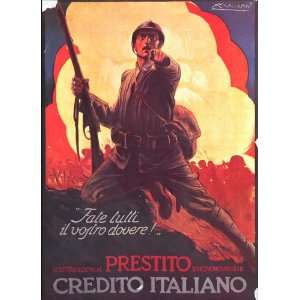  1969 Print WWI Italian Soldier Gun Battle Mauzan 