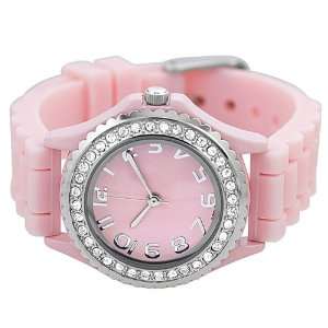   Rhinestone accented Light Pink Small Face Silicone Watch Jewelry