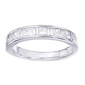   Carat Princess & Baguette Diamond 14k White Gold Wedding Ring