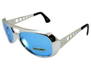  Elvis Aviator Sunglasses Chrome Frame Blue Lens Shoes