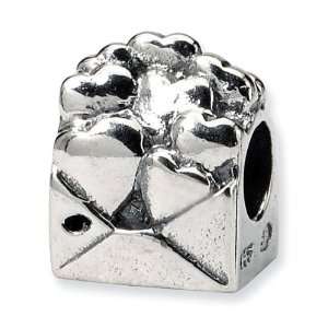    925 Sterling Silver Kids Love Note Hearts Charm Bead Jewelry