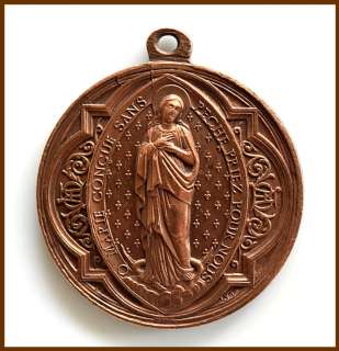 Large Vintage Copper Religious Medal ST. ALOYSIUS GONZAGA IMMACULATE 