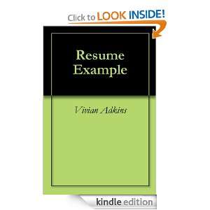 Resume Example Vivian Adkins  Kindle Store