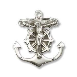  Sterling Silver Anchor Crucifix Pendant Sterling Silver 