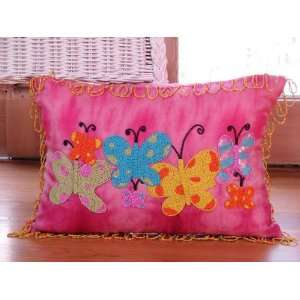   Throw Pillows, Butterflies on Hot Pink Tie Dye , 12X18