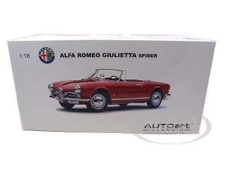 ALFA ROMEO SPIDER GIULIETTA 1300 RED 118 DIECAST MODEL CAR BY AUTOART 