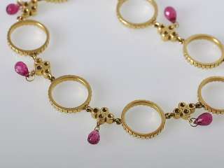 Lauren K Retro 18K YG Diamond Ruby Circle Bracelet  