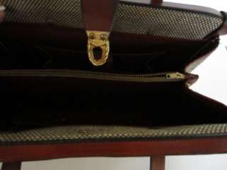Vintage JOHN ROMAIN Handbag Woven Tweed British Tan Leather Purse 