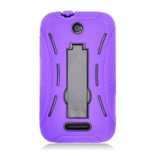 For ZTE SCORE X500 Hybrid Hard / Rubber Cover Case Black / Purple With 