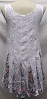 White Peasant Flare Uneven Hem Sleeveless Tunic LONG TOP Shirt Boho 