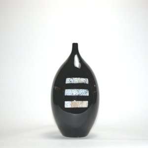  Allegra Ceramic Vase Black with Eggshell Inset 10.5 Ht 