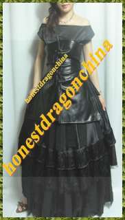 Gothic Lolita Black Lace Janina Preuss Evening dress Cosplay Costume 