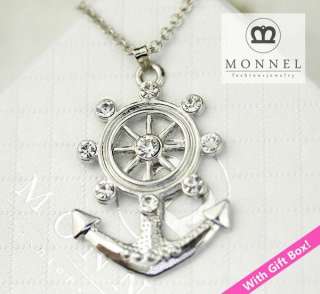 R201 Boat Anchor & Wheel Charm Necklace (+Gift Box)  