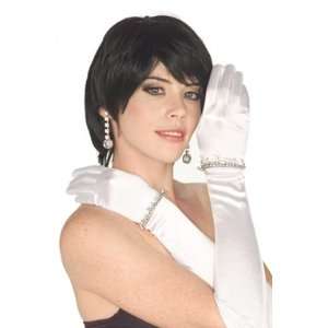  White Long Satin Gloves W Rhinestones Beauty
