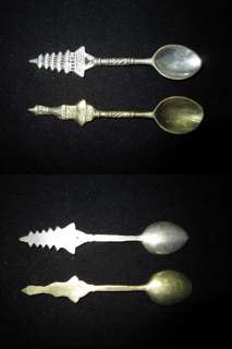 Nepal Hindu Buddhist Bronze Altar Butter Oil Spoons  