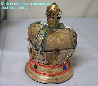 Zimbalist Thorens silver brass jeweled Crown music box  
