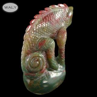Stunning Carved Multi Color Agate Lizard Pendant Bead  