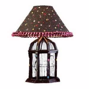  Large Black Birdcage Lamp with Polka Dots