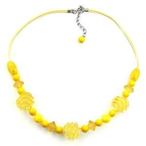  Necklace, Yellow, Beads, 45cm, New DE NO Jewelry