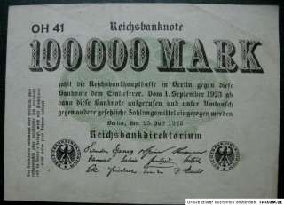 M040) ★ 100.000 MARK 1923 AMAZING GERMANY RARE INFLATION BANKNOTE 