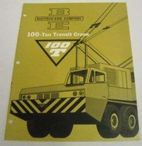 Bucyrus Erie 1963 100T 100 Ton Transit Crane Brochure  