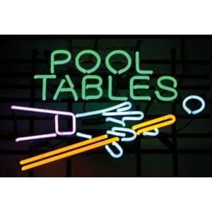 Neon Sign Pool Table H s & Cues 23 x 18 