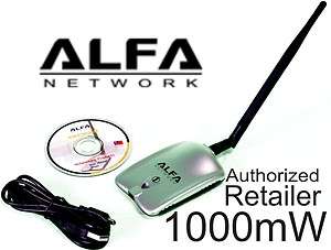 Alfa USB 1000mW Adapter  Long Range Starter Kit  NEW  