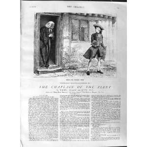   1881 ILLUSTRATION STORY CHAPLAIN FLEET MEN HOUSE SCENE