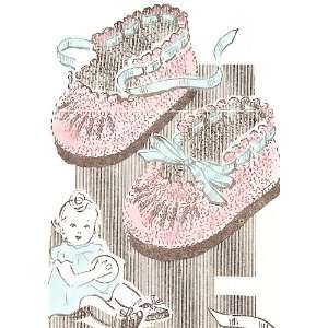  Vintage Crochet PATTERN to make   Baby Booties Soft Shoes 